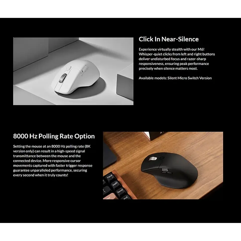 Mouse Inalámbrico Ergonómico Keychron M6 2.4ghz Bluetooth Negro 6