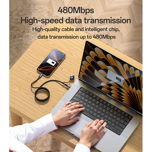 Cargador para Macbook Pro / Air M5 M4 M3 M2 2 en 1 Magnetico USB C 6