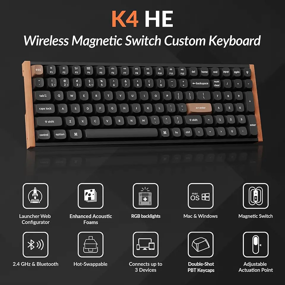 Teclado Keychron K4 HE Magnético RGB Wireless Negro 3