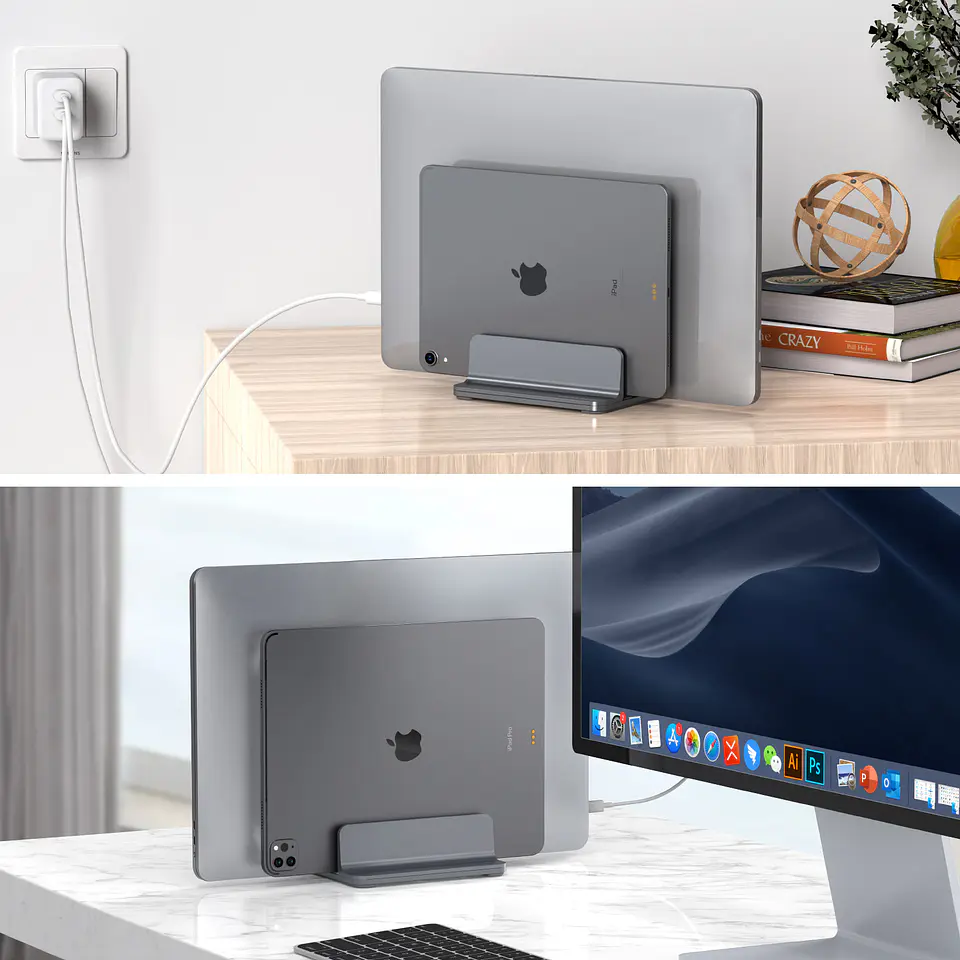Soporte Vertical Ajustable para MacBook Notebook Aluminio 6