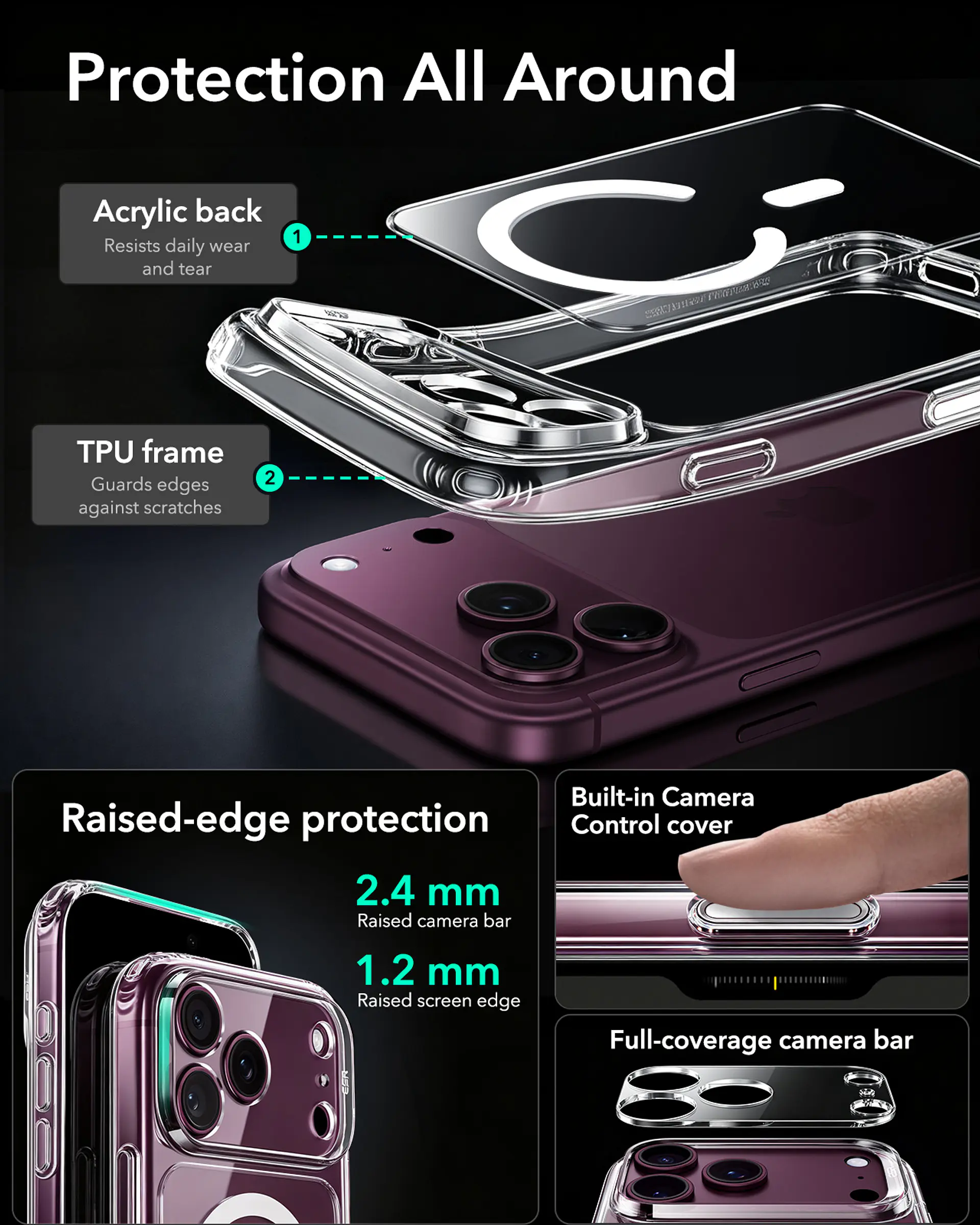  Carcasa ESR Para iPhone 18 Pro Classic Hybrid Transparente 5