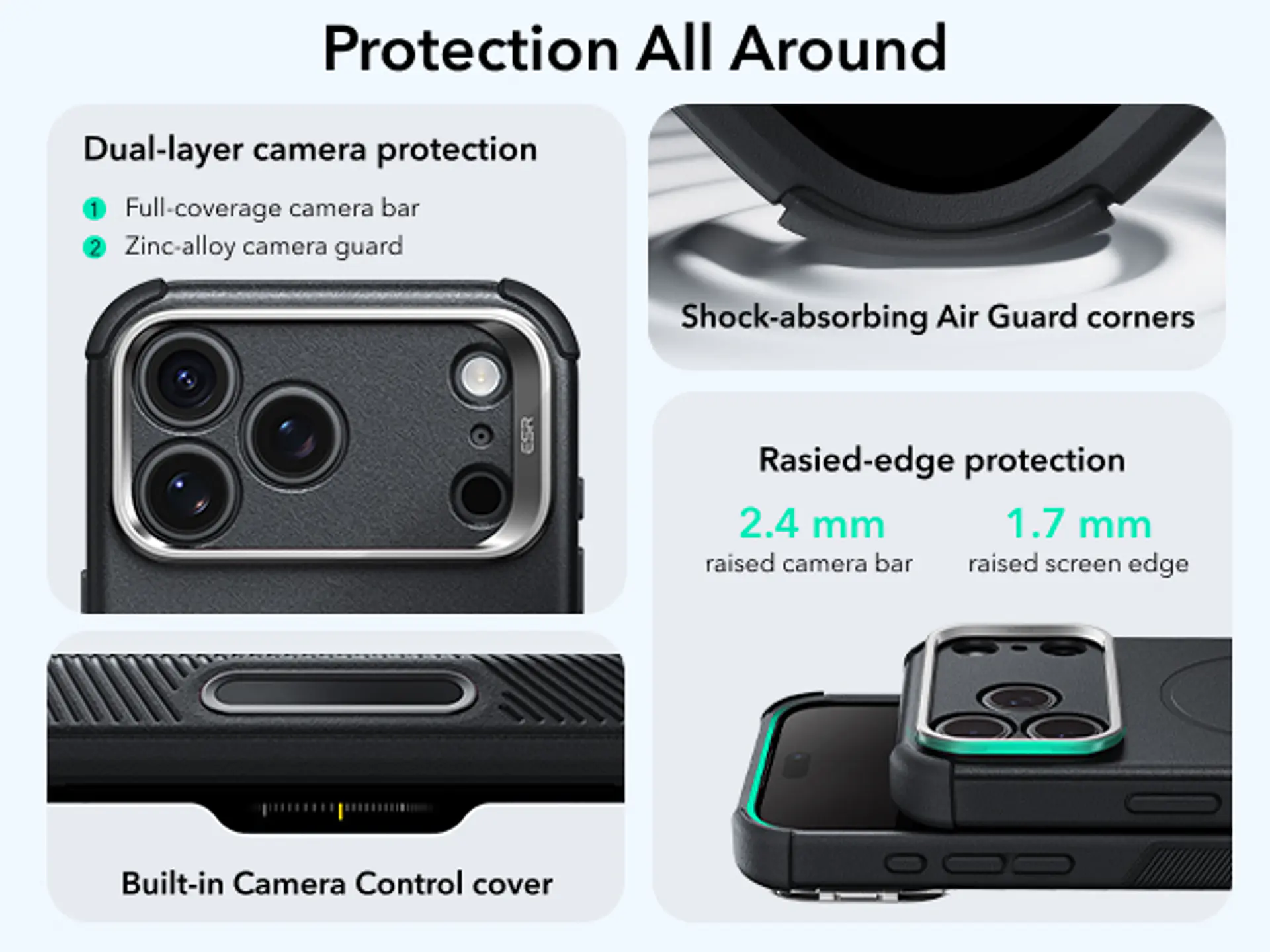 Carcasa ESR Para iPhone 18 Pro / 17 Pro Cyber Tough Flex Stand 3