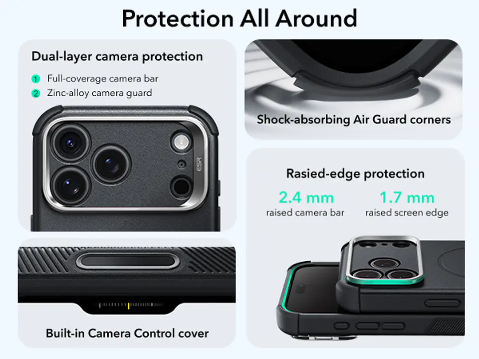 Carcasa ESR Para iPhone 18 Pro / 17 Pro Cyber Tough Flex Stand 3