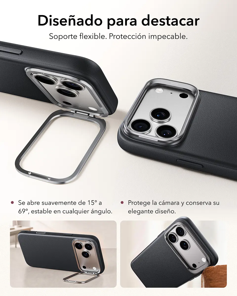 Carcasa ESR Cuero Para iPhone 18 Pro Max Stash Stand Magnética 4