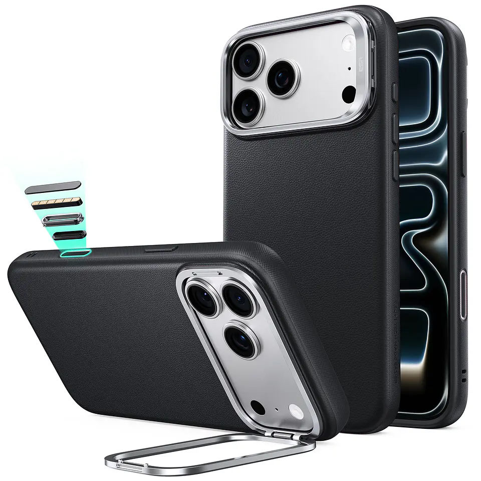 Carcasa ESR Cuero Para iPhone 18 Pro Max Stash Stand Magnética 1