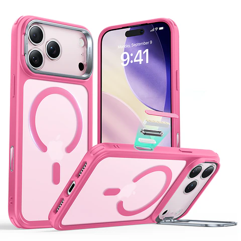 Carcasa ESR Para iPhone 18 Pro Max Hybrid Stash Stand Rosada / Naranja