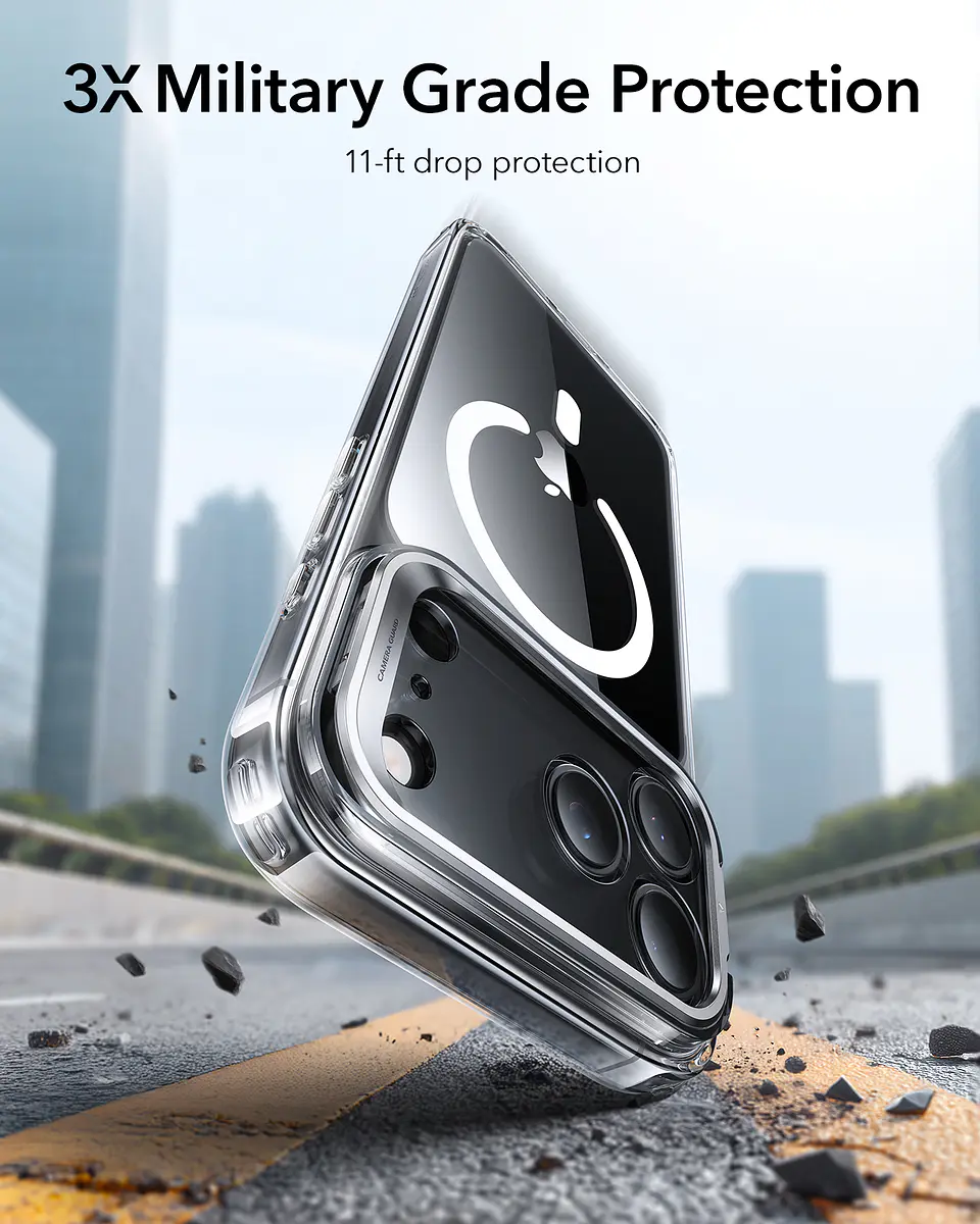 Carcasa ESR Para iPhone 18 Pro Max Hybrid Stash Stand Rosada / Naranja 6