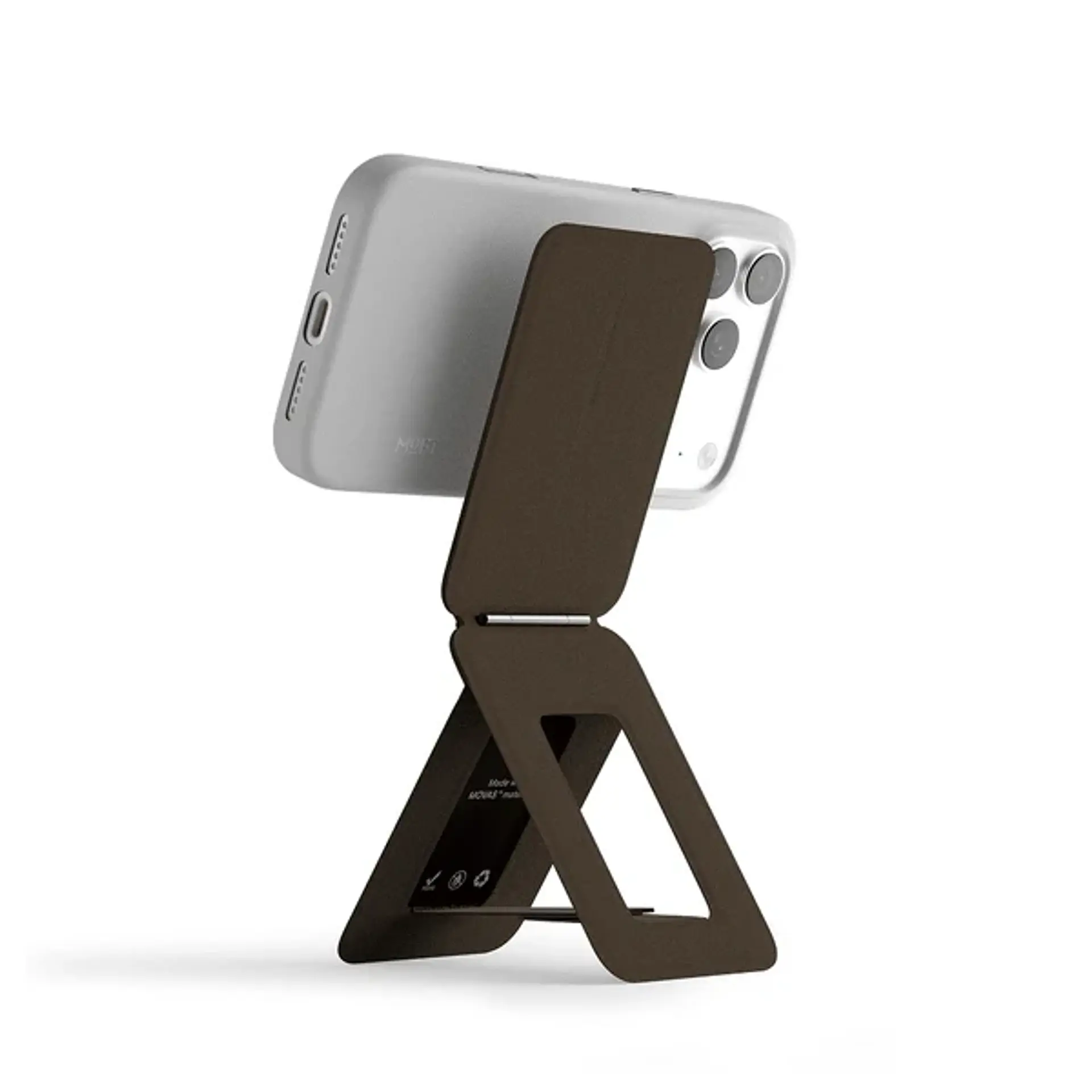 Soporte MOFT Snap Tripod Coffee Bio Leather Magnético 1