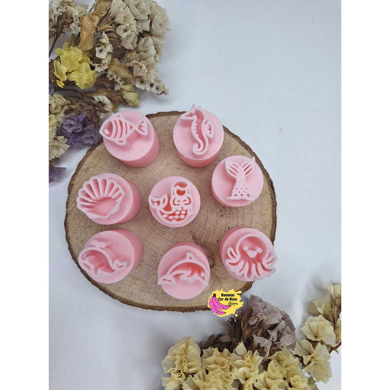 Carimbos sereias e fundo do mar