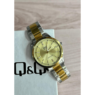 Reloj Q&Q Hombre Plateado Dorado