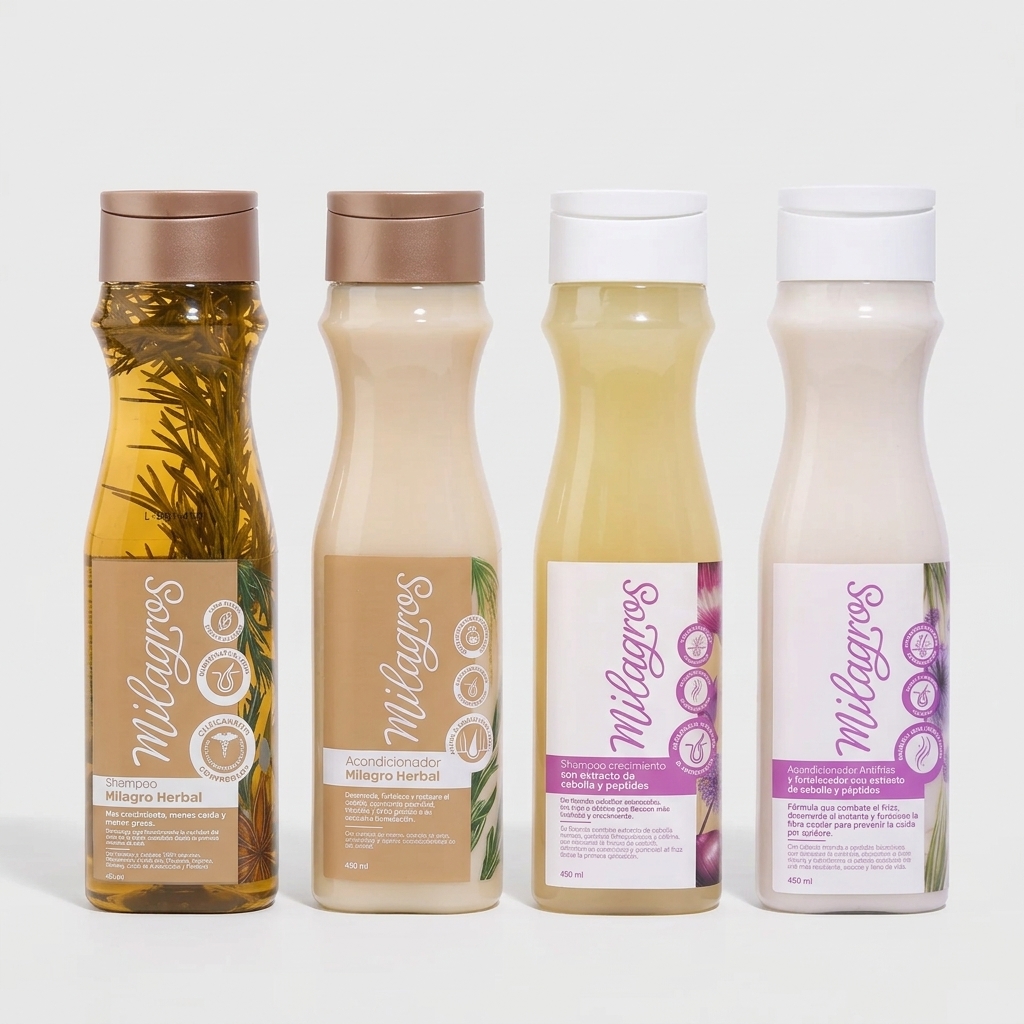 Dúos Capilares Especializados Milagros – Rutinas de Shampoo + Acondicionador (Milagro Herbal y Cebolla 1