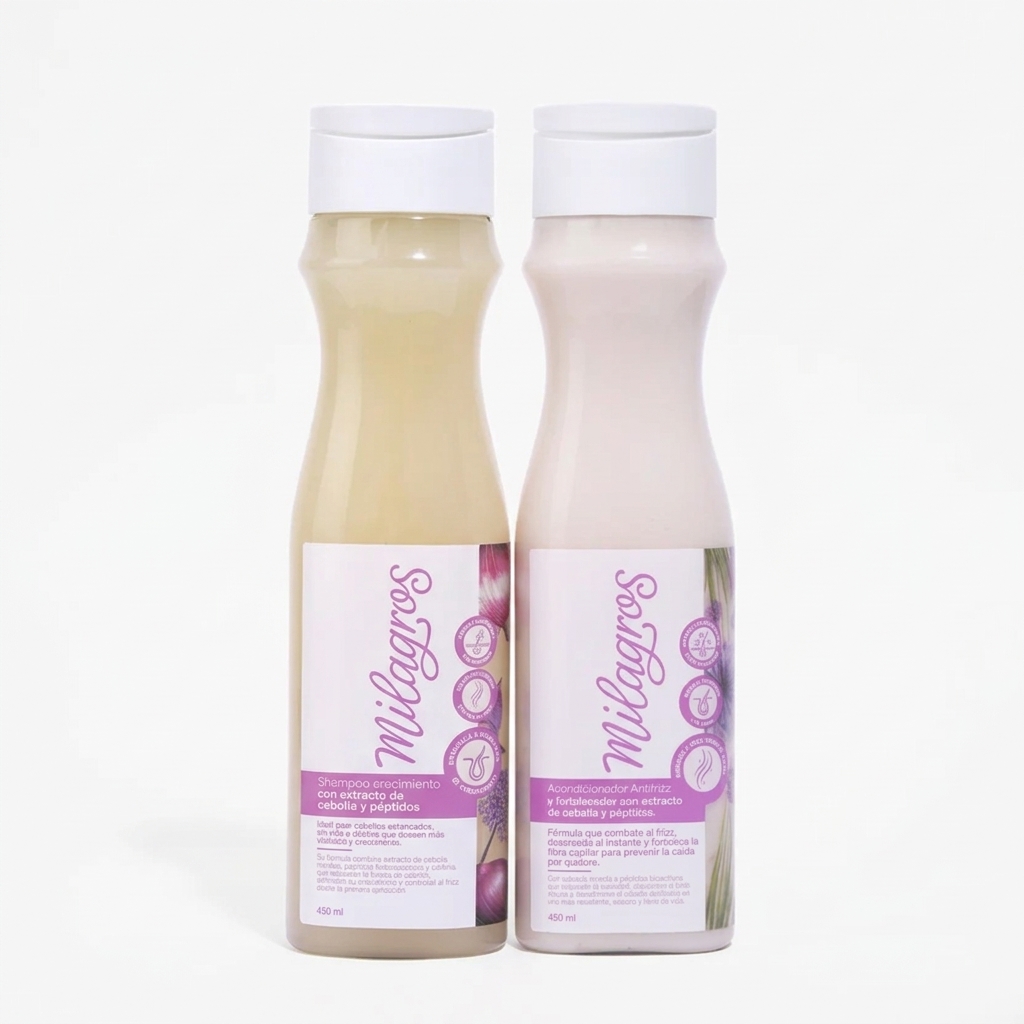 Dúos Capilares Especializados Milagros – Rutinas de Shampoo + Acondicionador (Milagro Herbal y Cebolla 3