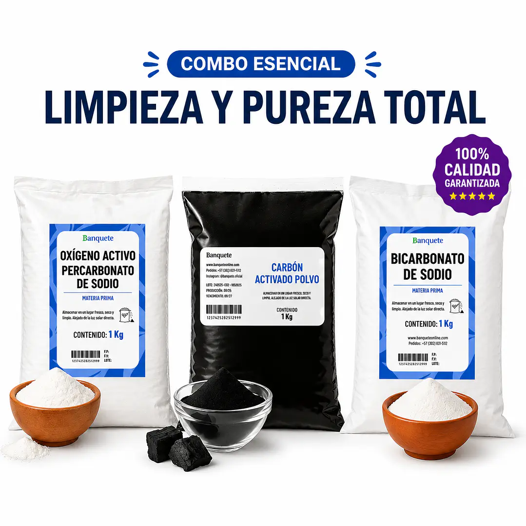 Combo limpieza y aseo Oxigeno activo - Carbon activado - Bicarbonato de sodio 1