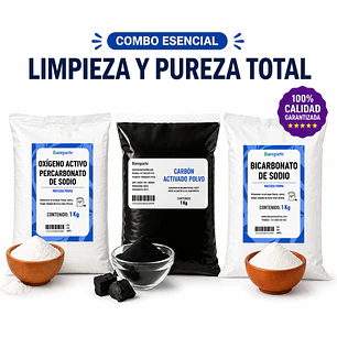 Combo limpieza y aseo Oxigeno activo - Carbon activado - Bicarbonato de sodio