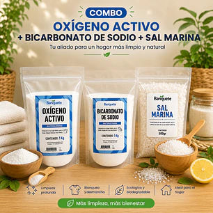 Combo Limpieza y Cocina (Percarbonato de Sodio + Bicarbonato + Sal Marina)