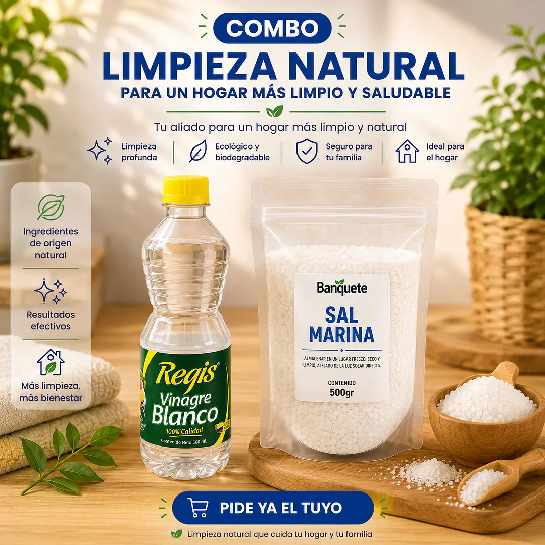 Combo limpieza natural (Vinagre Blanco Regil + Sal Marina Natural) 1
