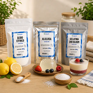 Combo para Postres y Gelatinas (Gelatina sin sabor +Alulosa + Acido cítrico)