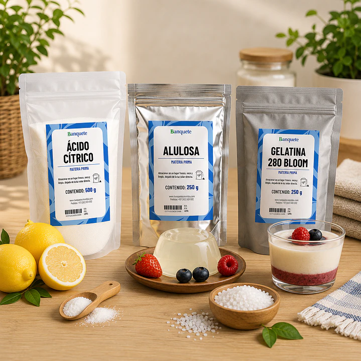 Combo para Postres y Gelatinas (Gelatina sin sabor +Alulosa + Acido cítrico) 1
