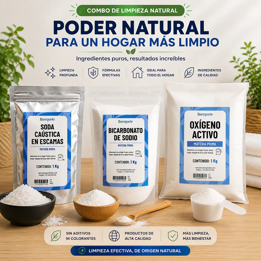 Kit Completo de Limpieza ( Oxigeno Activo + Bicarbonato de sodio + Soca Caustica) 1