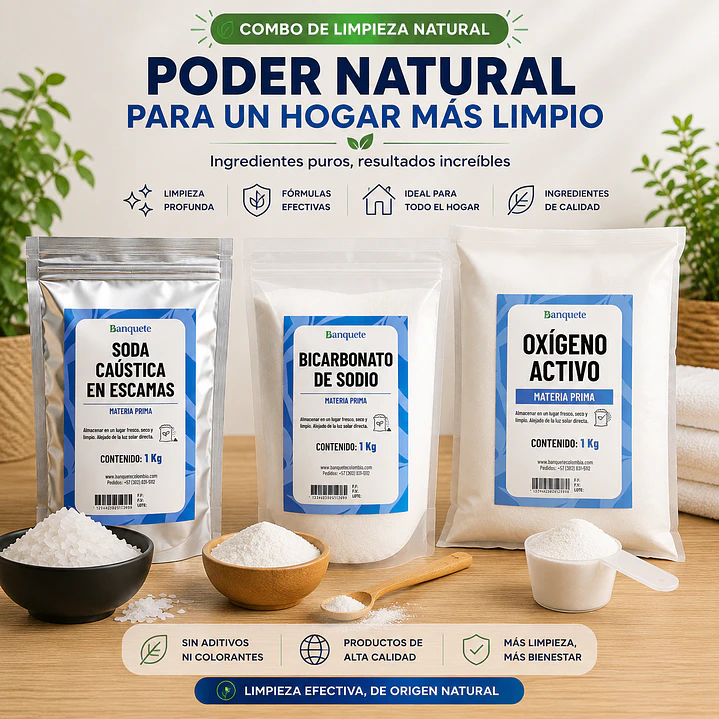 Kit Completo de Limpieza ( Oxigeno Activo + Bicarbonato de sodio + Soca Caustica) 1
