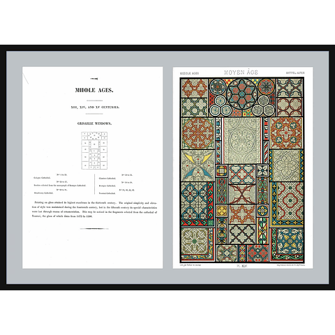 ARTE EDAD MEDIA - VITRALES GRISAILLE siglo XIII, XIV y XV (LAMINA)