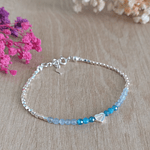 Pulsera Corazon - Piedras naturales y mostacillas de Plata