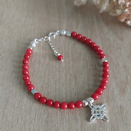 Pulsera Nudo y Coral - Plata 925