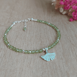 Pulsera Peridotos Biloba Plata 