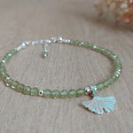 Pulsera Peridotos Biloba Plata 