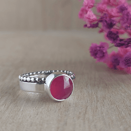 Anillo calcedonia Fucsia - Plata 950