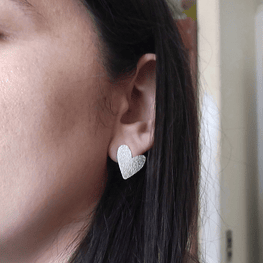 Aros corazon  plata 950