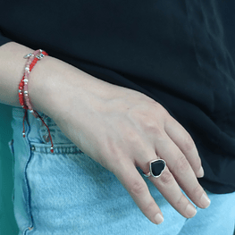 Anillo corazón onix negro
