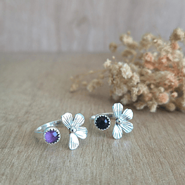 Anillo floral ajustable Granate