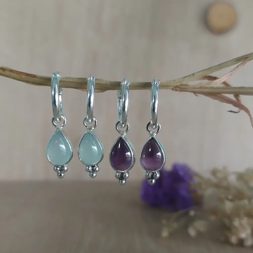 Argollas Mika piedra natural