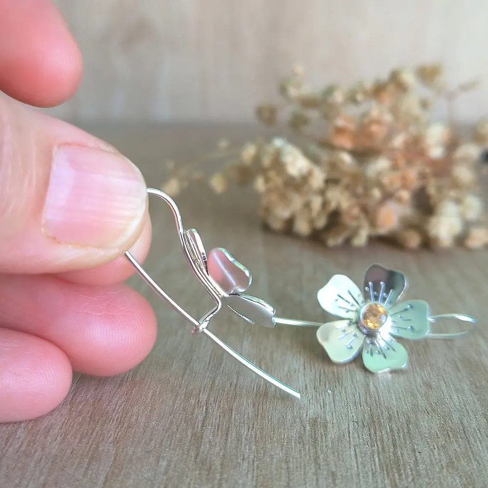 Aros flor Otoñal - Plata 950