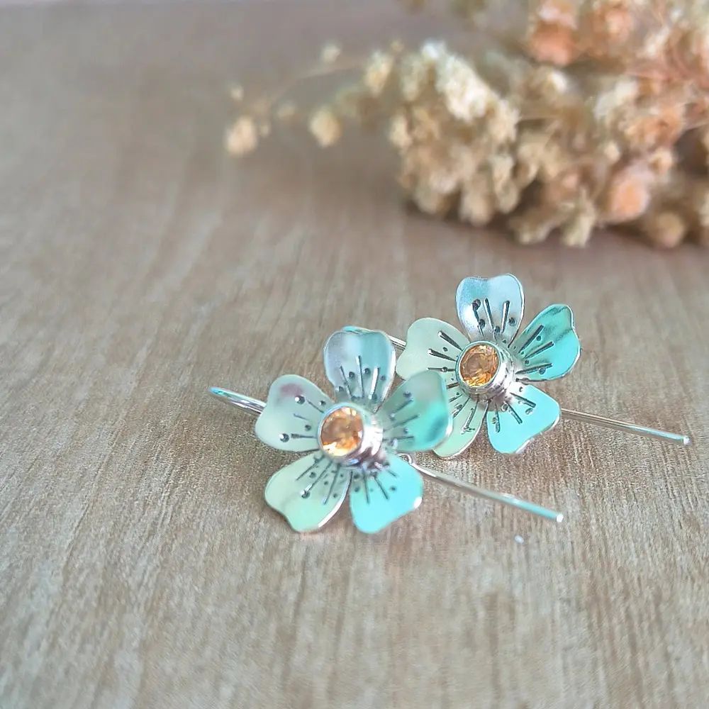 Aros flor Otoñal - Plata 950