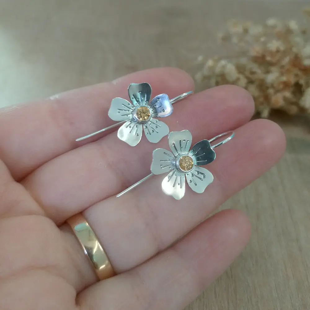 Aros flor Otoñal - Plata 950