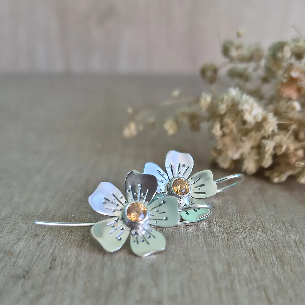 Aros flor Otoñal - Plata 950