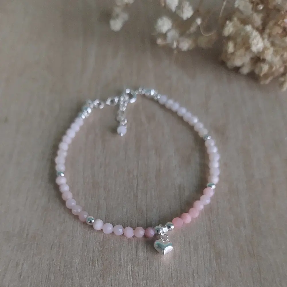 Pulsera Opalo rosa corazon