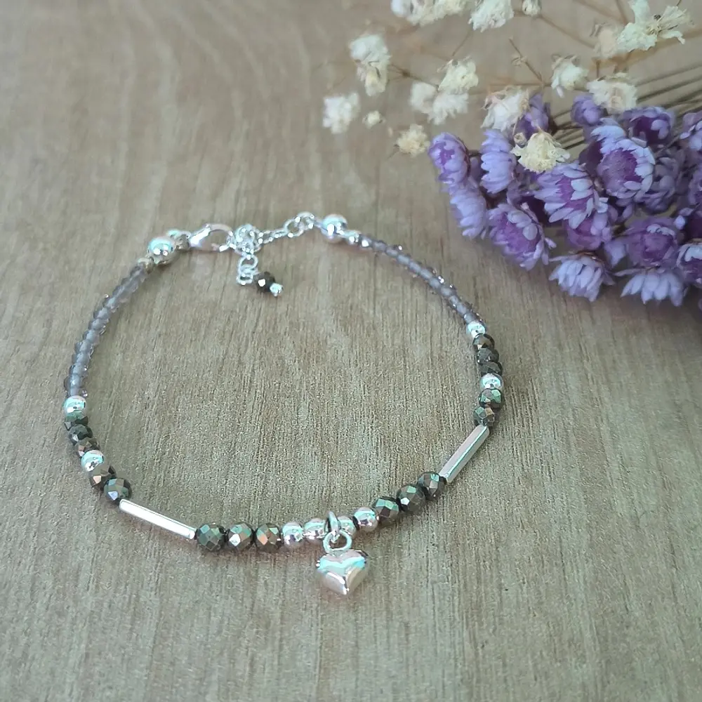 Pulsera Pirita y cuarzo ahumado