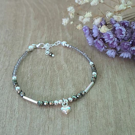 Pulsera Pirita y cuarzo ahumado