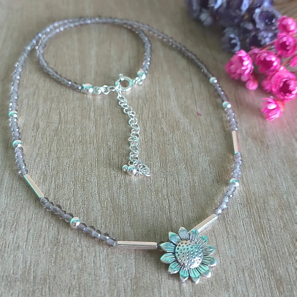 Choker Girasol cuarzo ahumado