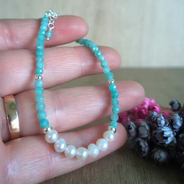 Pulsera Amazonita & Perlas