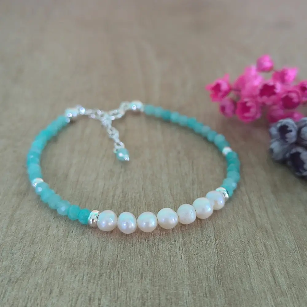 Pulsera Amazonita & Perlas