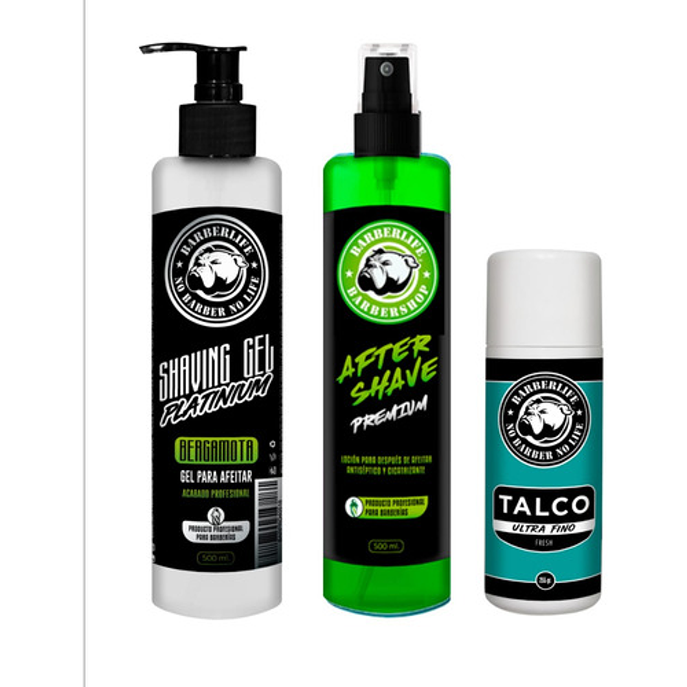 Locion After Shave, Gel Afeitado Y Talco Marca Barberlife 