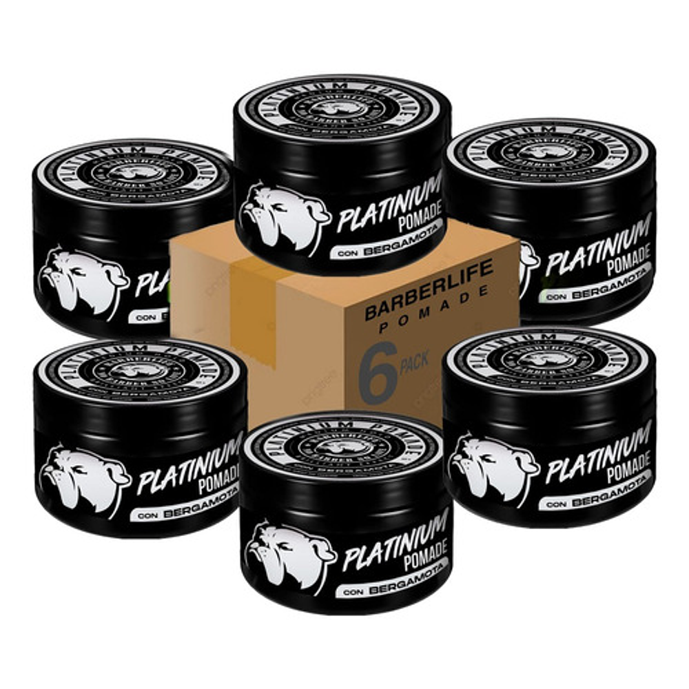 6 Pomades Platinium Barberlife Con Bergamota Para Cabello