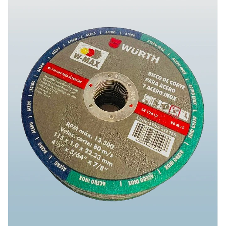 Disco de Corte Wurth Acero e Inox 4 1/2