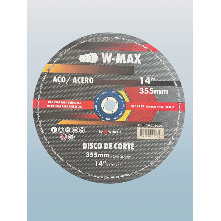 DISCO DE CORTE WURTH ACERO E INOX 14