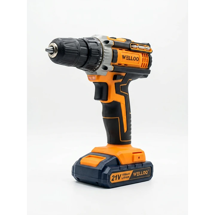 Taladro Atornillador Inalámbrico 21V 1500mAh WELLOO con 2 Baterías 1