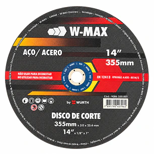 Disco de Corte W-MAX Würth para Acero e Inox 14